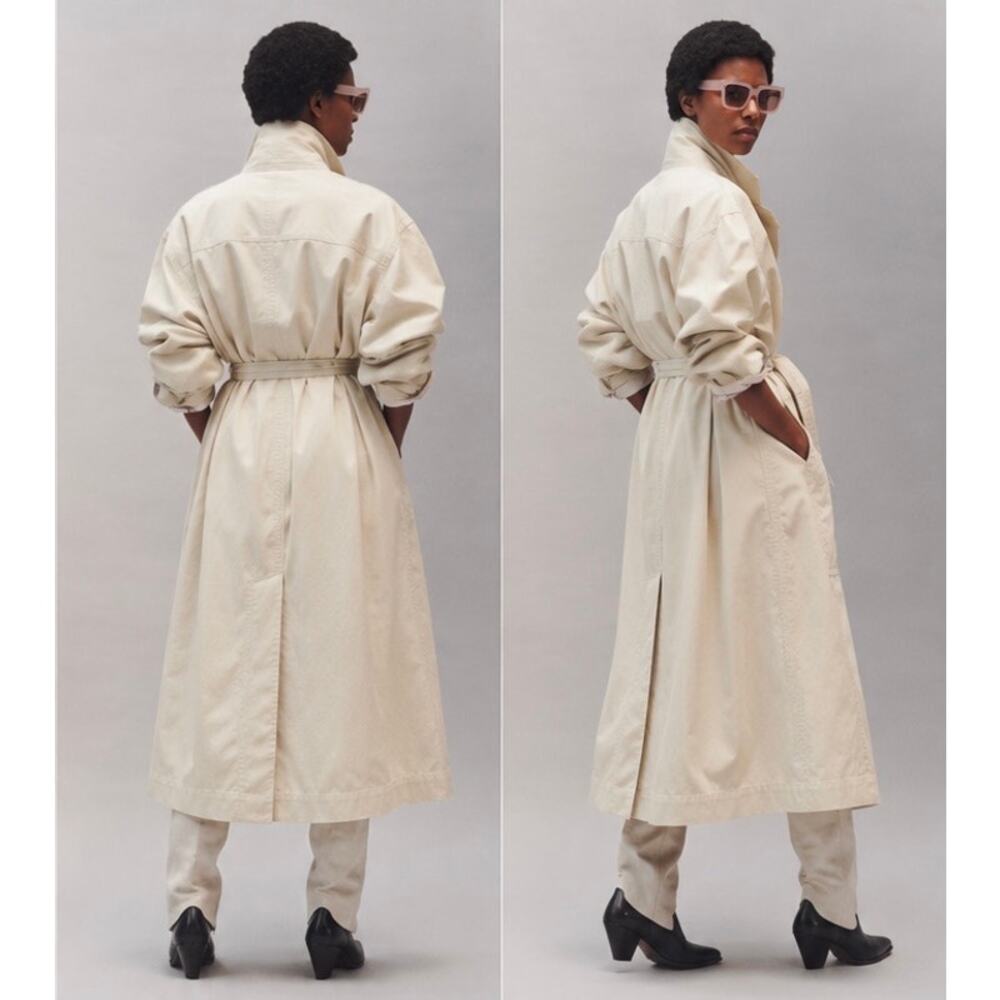 Isabel Marant Etoile Oversized Cotton Trench Coat Cream FR34 US2 - Picture 2 of 13
